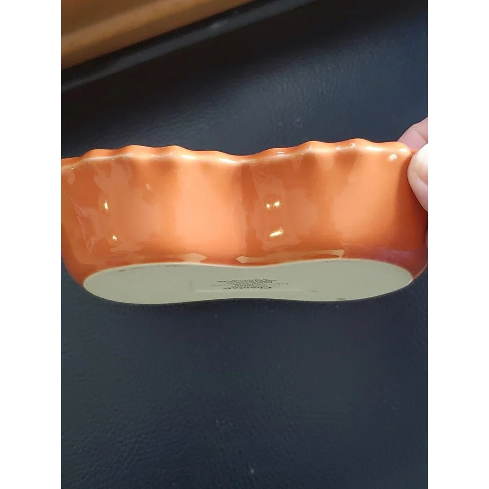 Chantal Orange Pumpkin Scalloped Edge 1 Cup Ramekin Baking Dish 7